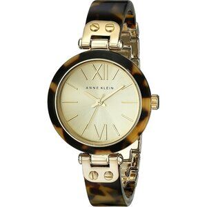 Women's Resin Bangle Watch Metal Tortoise Shell Dial Water-Resistant Quartz